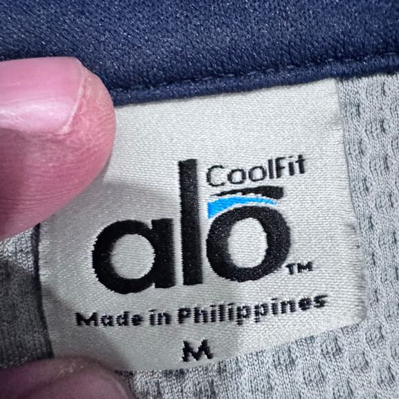 ALO Coolfit Zip Polo Shirt Men’s M Navy/Gray Mesh Panels Athletic Golf - Picture 7 of 8